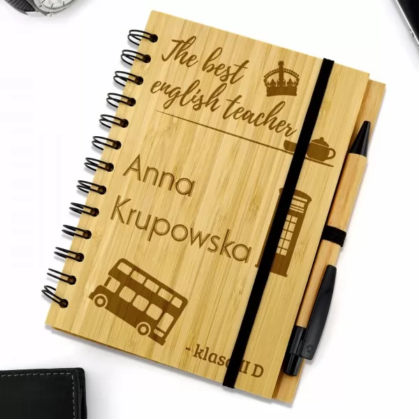 Drewniany notatnik z personalizacją dla nauczyciela  