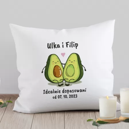 Poduszka dekoracyjna z nadrukiem dla pary - Avocado