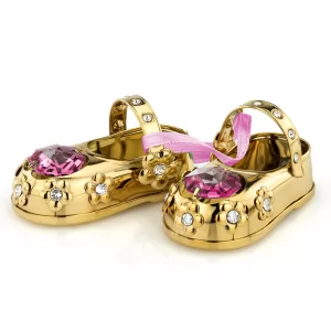 złote buciki z kryształkami dla dziecka