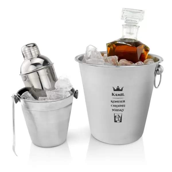 Zestaw kubełek na lód, karafka i shaker - Koneser Whisky