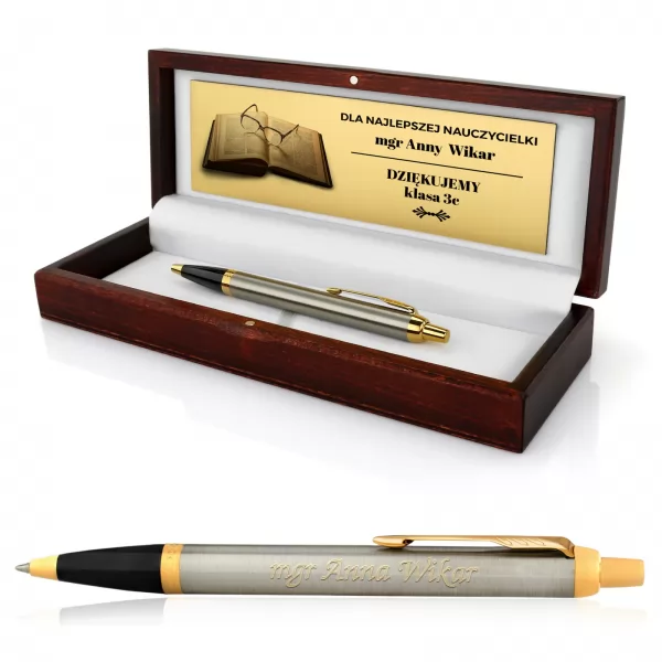 Długopis Parker IM Brushed Metal GT w etui na prezent dla nauczyciela
