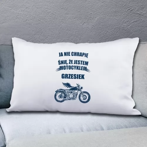 Poduszka dekoracyjna z nadrukiem dla motocyklisty - Nie chrapię