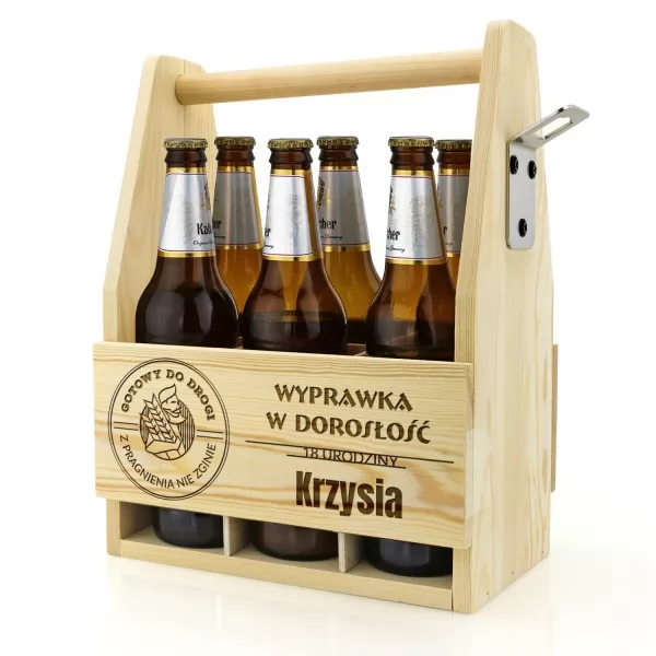 Drewniana skrzynka na piwo z otwieraczem - Wyprawka