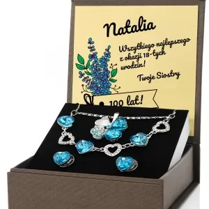 biżuteria w pudełku z personalizacją na prezent na 18 urodziny siostry