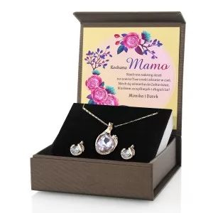 komplet biżuterii w pudełku z personalizacją na prezent dla mamy