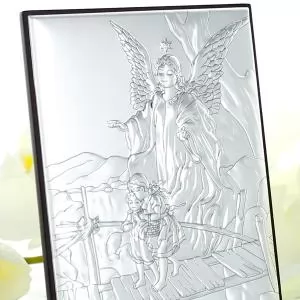 srebrny obrazek na prezent od matki chrzestnej
