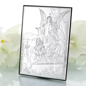 srebrny obrazek Anioł Stróż