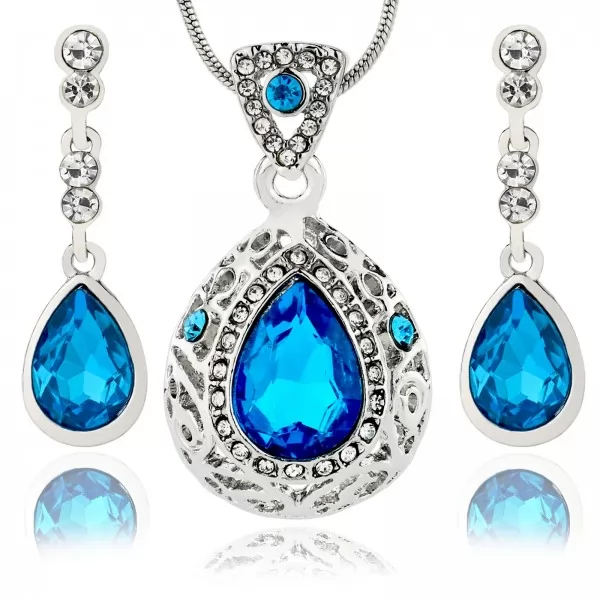 Komplet biżuterii naszyjnik i kolczyki z kryształami na prezent dla niej