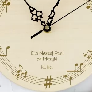 grawerowany zegar ścienny na prezent dla nauczyciela muzyki