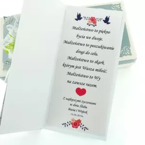 kartka z życzeniami na ślub i personalizacją na prezent