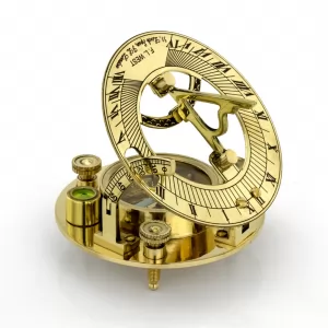 złoty kompas i zegar słoneczny