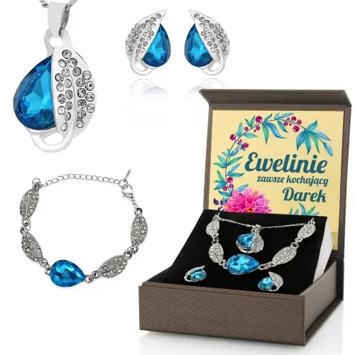 Zestaw biżuterii: naszyjnik, kolczyki i bransoletka na prezent dla niej