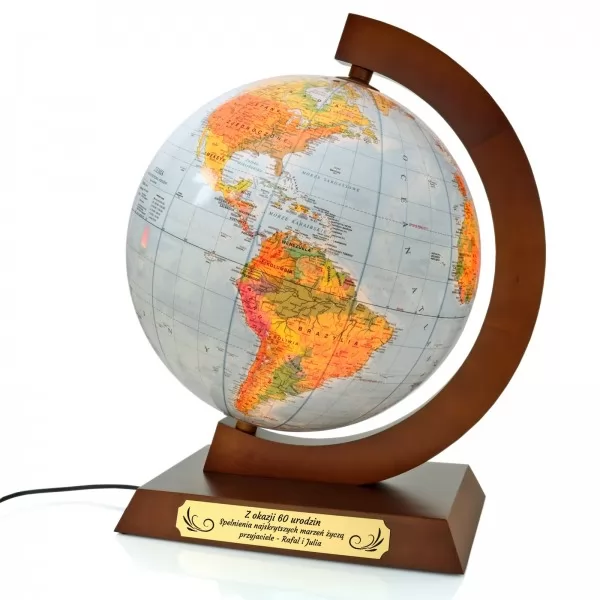 Podświetlany globus z wygrawerowaną dedykacją na 60 urodziny