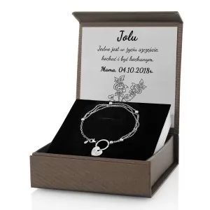 bransoletka srebrna damska w pudełku z dedykacją na prezent dla żony