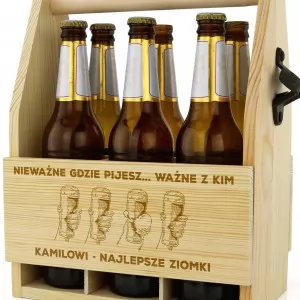 prezent dla kolegi drewniana skrzynka na piwo z imieniem