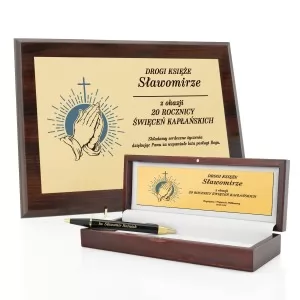 prezent dla księdza na jubileusz certyfikat i długopis z personalizacją