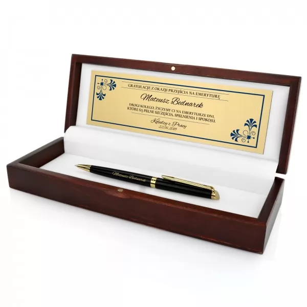 Elegancki długopis z grawerem Waterman Hemisphere GT w drewnianym etui na prezent