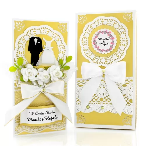 Kartka na ślub DL ręcznie robiona w pudełku z Twoimi życzeniami