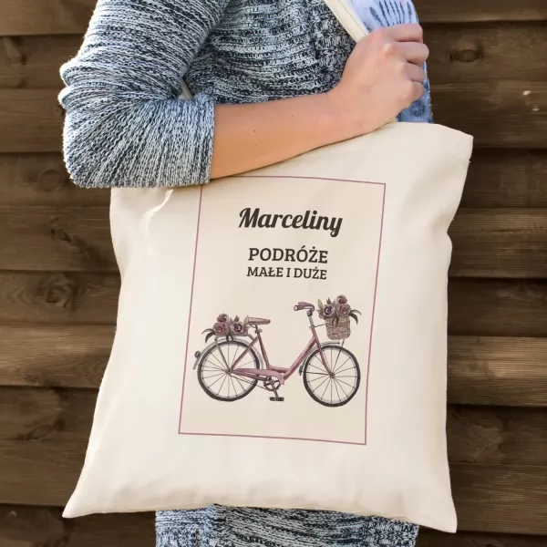 Bawełniana torba z napisem dla siostry - Rower