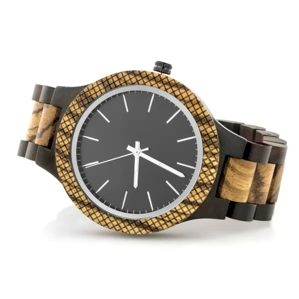 Męski zegarek drewniany z grawerem dedykacji - Black Matte