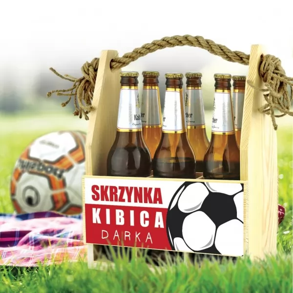 Drewniana skrzynka na piwo dla fana piłki nożnej - Skrzynka kibica