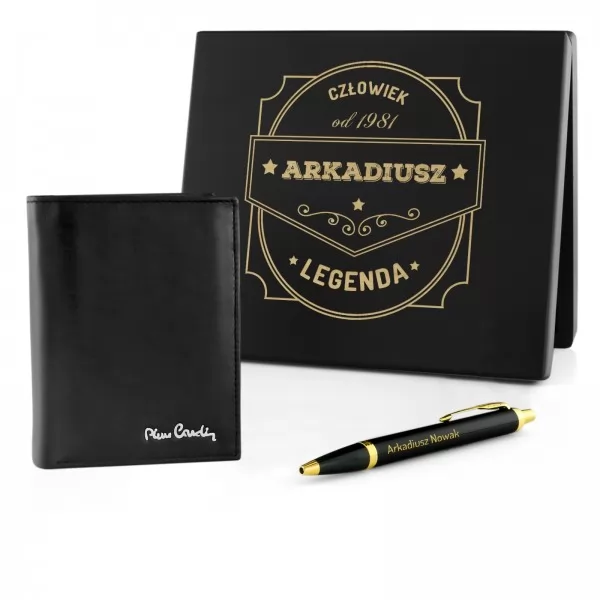 Portfel Pierre Cardin i długopis Parker z grawerem na prezent - Człowiek Legenda