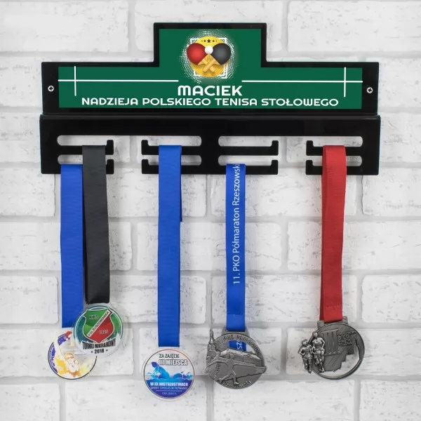 Medalówka z imieniem dla tenisisty stołowego (39 x 18 cm) - Ping Pong