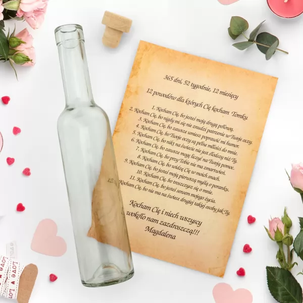 List w butelce z personalizowaną dedykacją - Miłosna Wiadomość