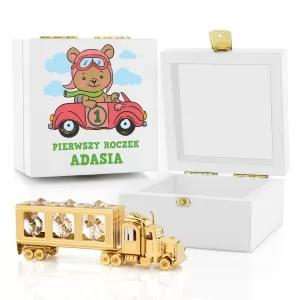 złota ciężarówka swarovski z kryształkami na prezent na roczek kryształowy pojazd