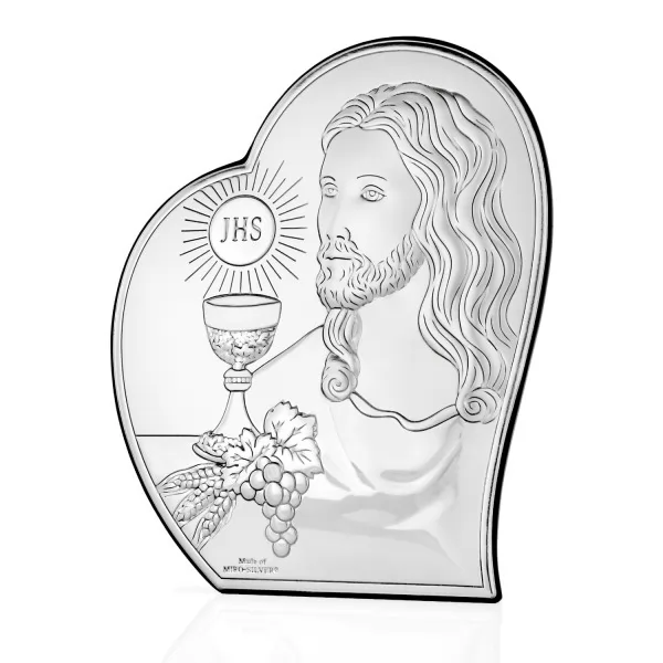 Obrazek z grawerem (9 x 11 cm) na komunię - Pan Jezus z Hostią