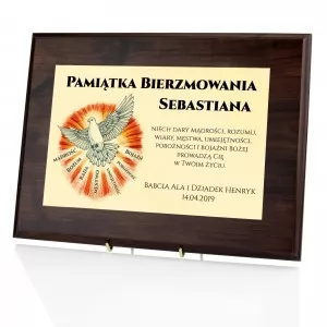 certyfikat z imieniem na prezent z okazji bierzmowania gołębica z garami