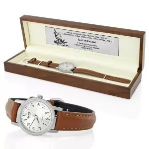 zegarek męski w pudełku z dedykacją na pamiątkę pierwszej komunii
