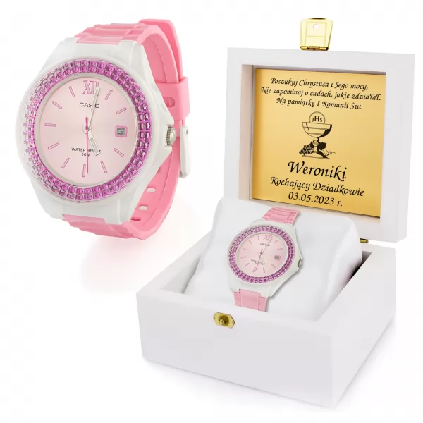 Zegarek dla dziewczynki CASIO LX-500H 4E5VDF na komunię - Hostia w Kielichu