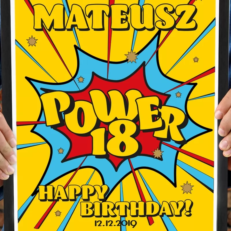 plakat personalizowany na prezent na 18 wystrzałowe urodziny