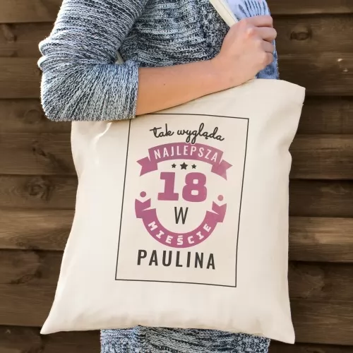 Bawełniana torba z nadrukiem na 18  urodziny- Najlepsza w Mieście