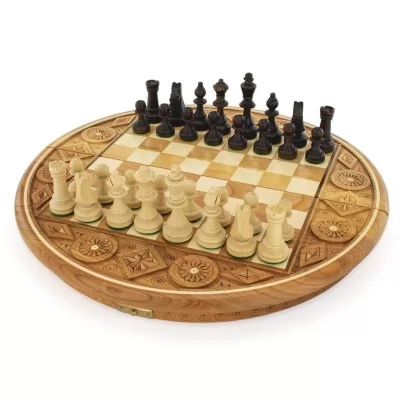 Ekskluzywne szachy w rzeźbionej szkatule z grawerem - Rubin