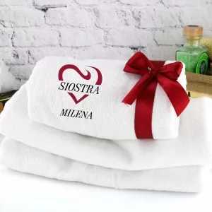 ręczniki z haftem na prezent dla siostry siostrzane serce