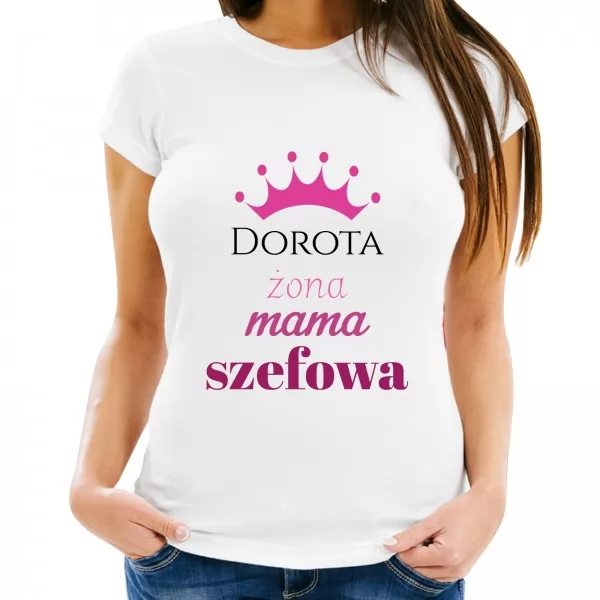 Koszulka damska z nadrukiem dla szefowej - Żona Mama Szefowa