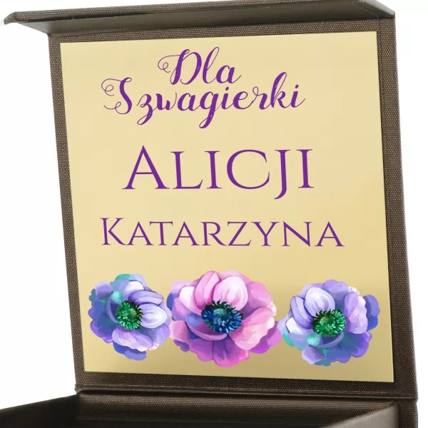 Naszyjnik i kolczyki w pudełku dla szwagierki - Purpurowe Kwiaty