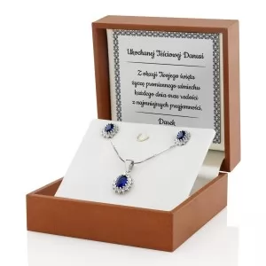 Srebrna biżuteria 925: naszyjnik i kolczyki w pudełku - Ukochanej Teściowej