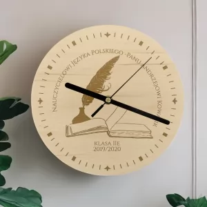 zegar drewniany z grawerem