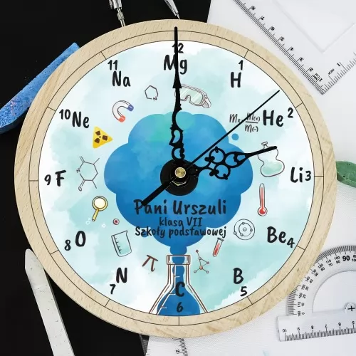 Zegar ścienny z nadrukiem na upominek nauczyciela chemii - Związki