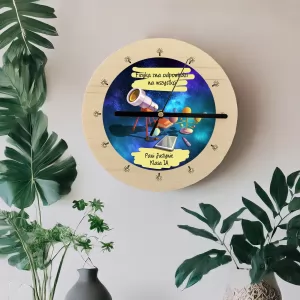 zegar drewniany z nadrukiem