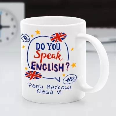 Kubek z nadrukiem dla nauczyciela angielskiego - Do you speak english?