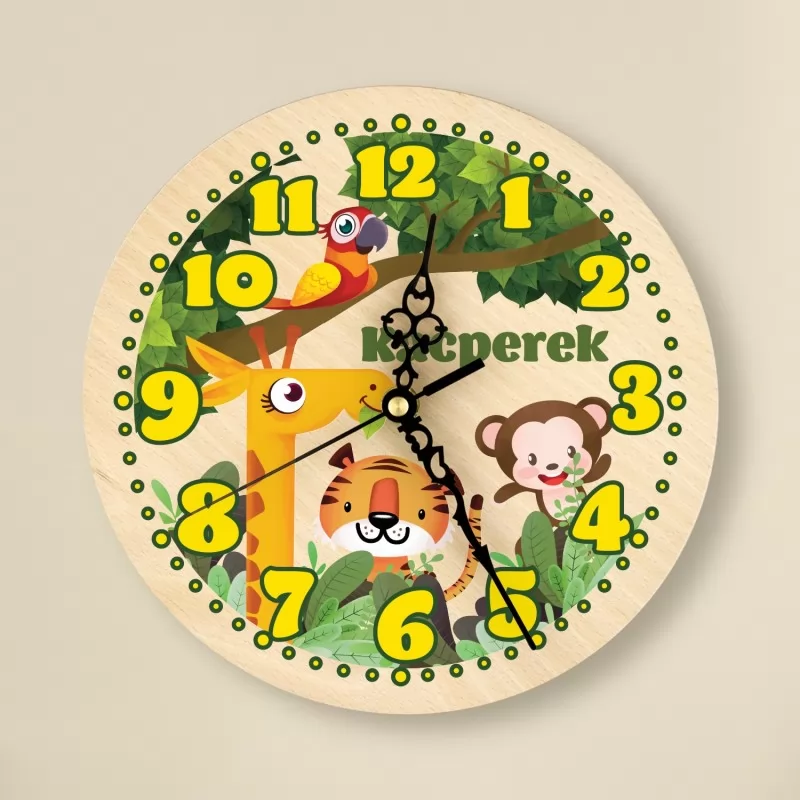 zegar drewniany dla dziecka z nadrukiem imienia
