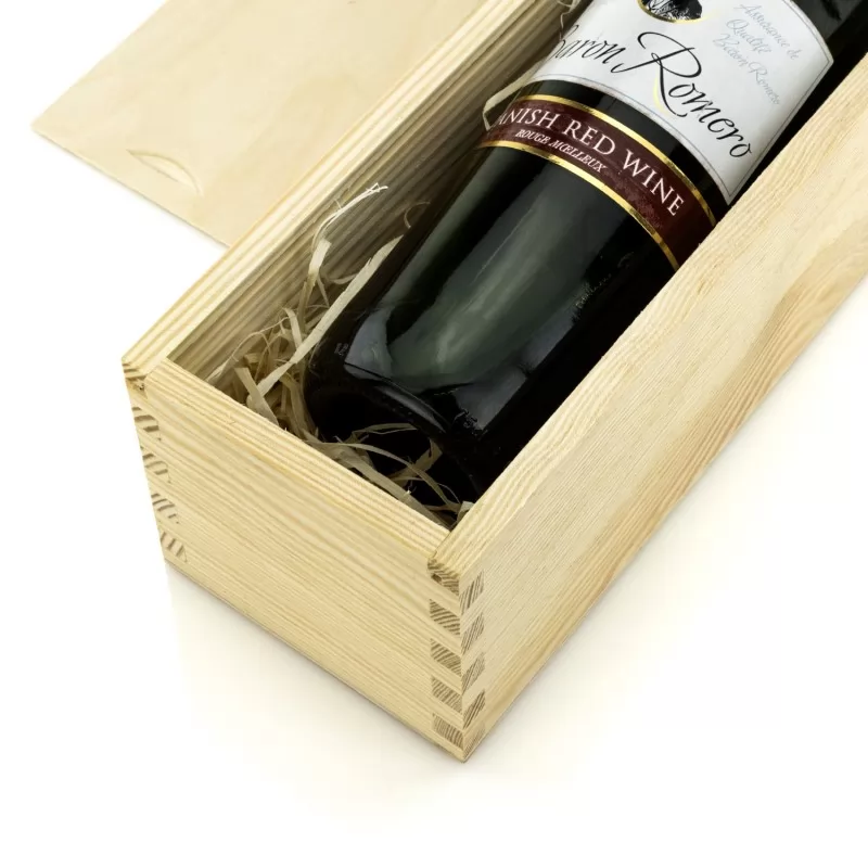 drewniana skrzynka na wino na prezent urodzinowy