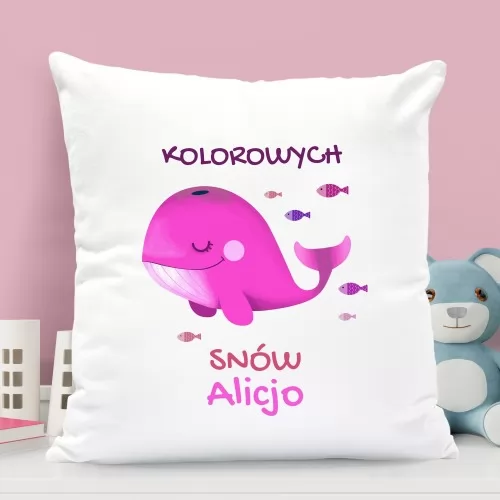 Poduszka personalizowana na prezent dla dziewczynki - Śnij Kolorowo
