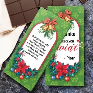 obustronnie personalizowna obwoluta czekolady na prezent na święta dla niej