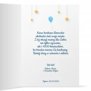 kartka z życzeniami i z personalizacją na urodziny dla chłopca