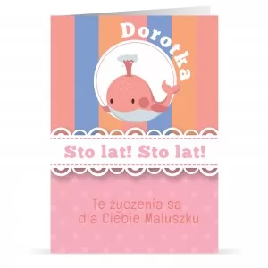 kartka z personalizacją z życzeniami na urodziny dla dziewczynki